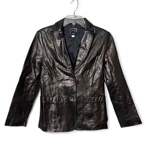 Vintage Y2K Women’s GAP dark brown leather two button blazer size small